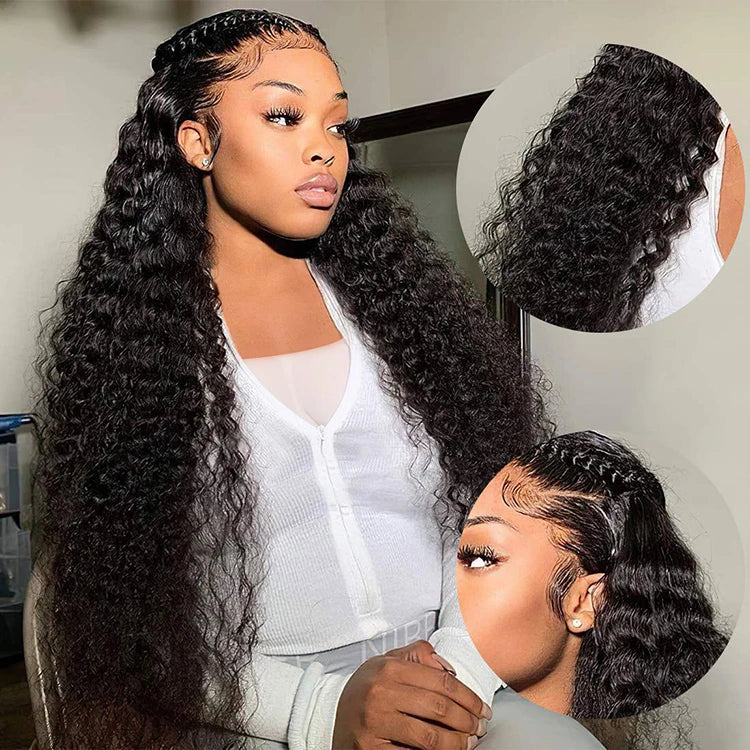 Hd Lace Front Wigs 13X6 Deep Part, Indian Temple Virgin Cuticle Aligned Human Hair Hd Curly Full Lace Front Human Hair Wigs