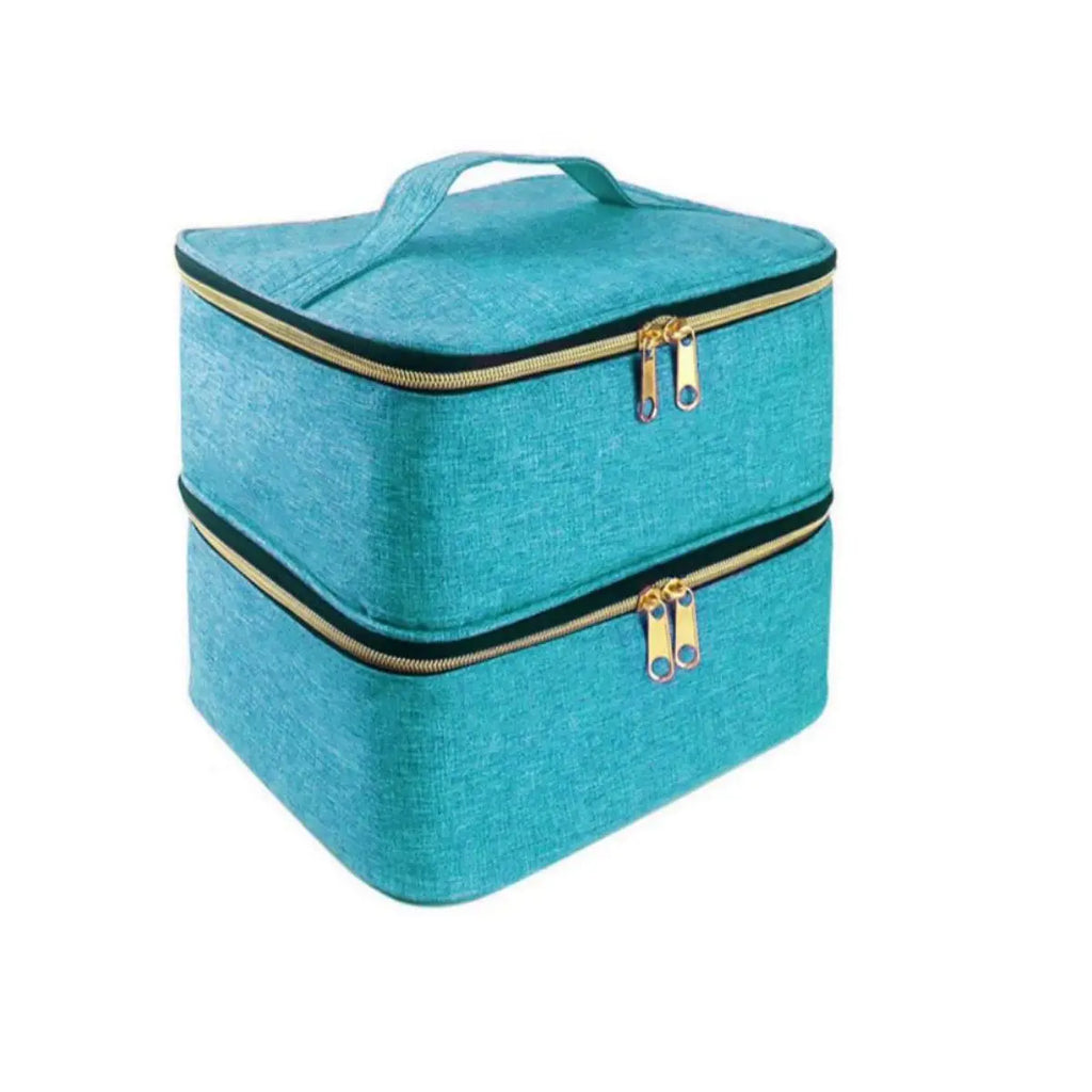 Nail Polish Organizer Handheld Double Layer CosmeticOrganizer Tote Bag For Girls And Women Nail Art, EssentialOil, Cosmetic Set