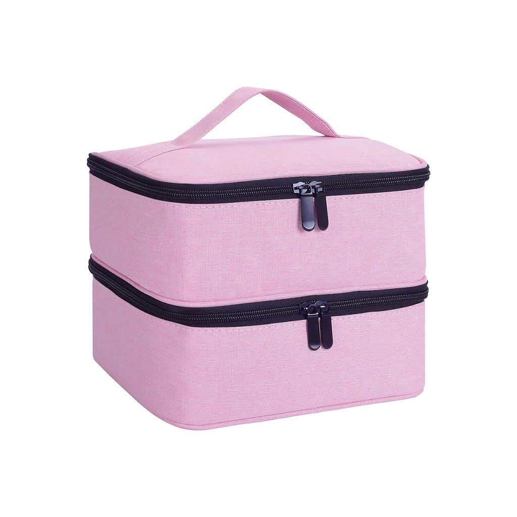 Nail Polish Organizer Handheld Double Layer CosmeticOrganizer Tote Bag For Girls And Women Nail Art, EssentialOil, Cosmetic Set