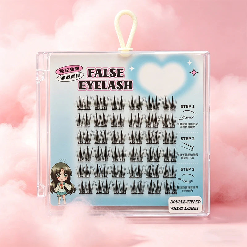0.07mm PBT Reusable C Curl Glueless Lash Extensions CNK Self-Adhesive Cluster Lashes for Salon Use