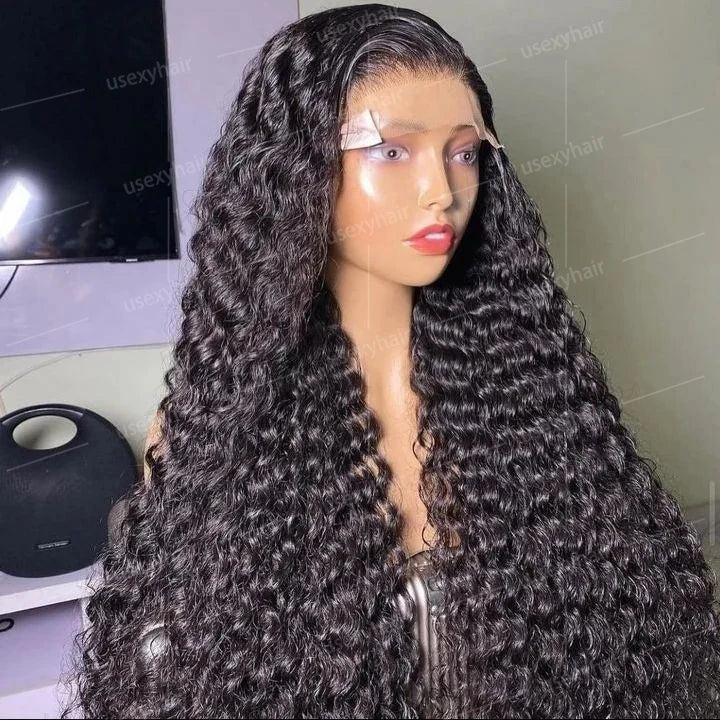 40 Inch 13x6 Deep Wave Indian Hair Wigs Human Hair Glueless Full HD Transparent Lace Front Wigs Curly Remy Hair HD Lace Wig