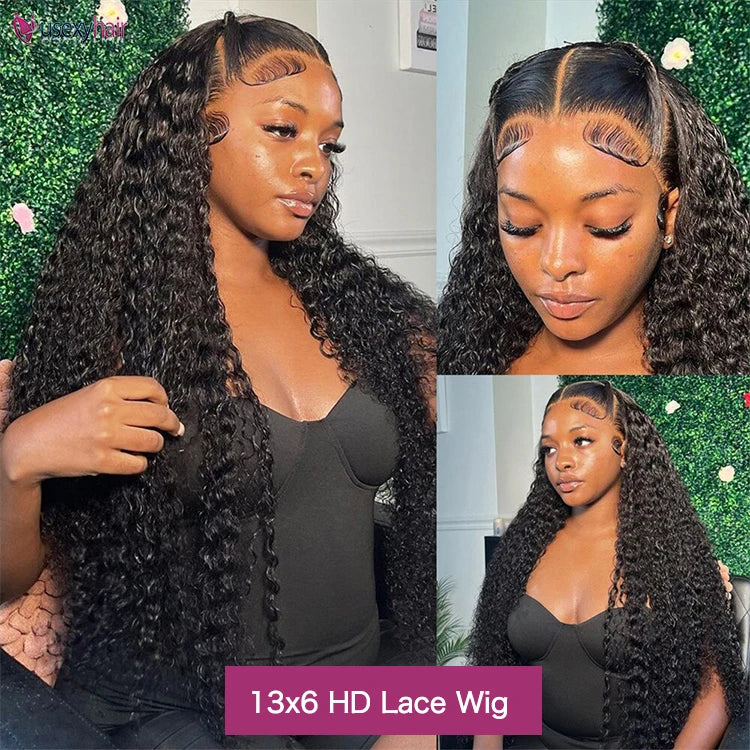 40 Inch 13x6 Deep Wave Indian Hair Wigs Human Hair Glueless Full HD Transparent Lace Front Wigs Curly Remy Hair HD Lace Wig