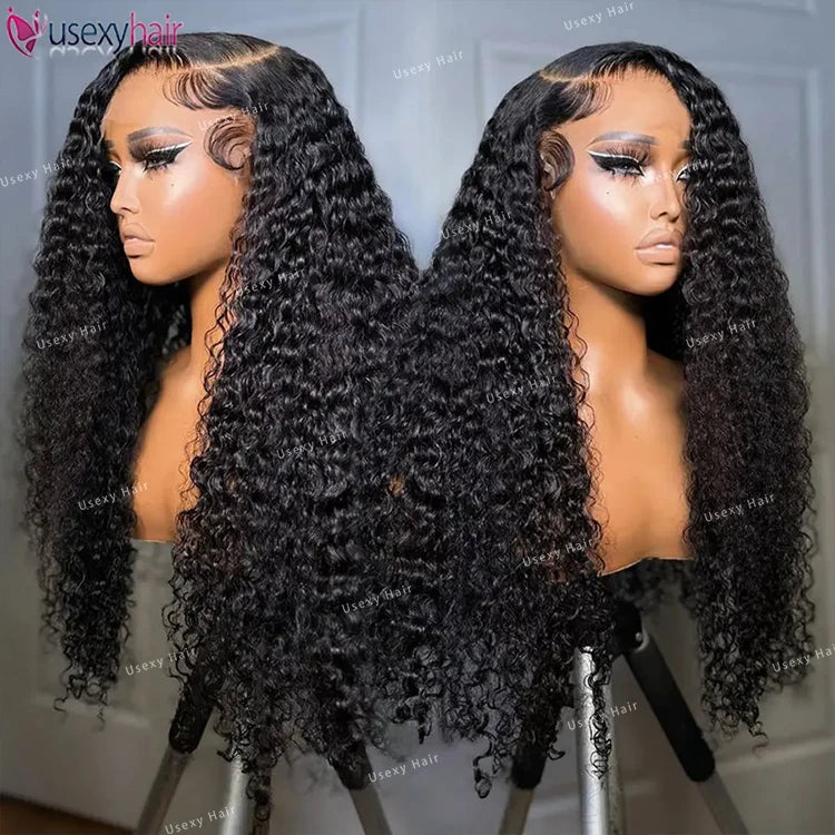 40 Inch 13x6 Deep Wave Indian Hair Wigs Human Hair Glueless Full HD Transparent Lace Front Wigs Curly Remy Hair HD Lace Wig