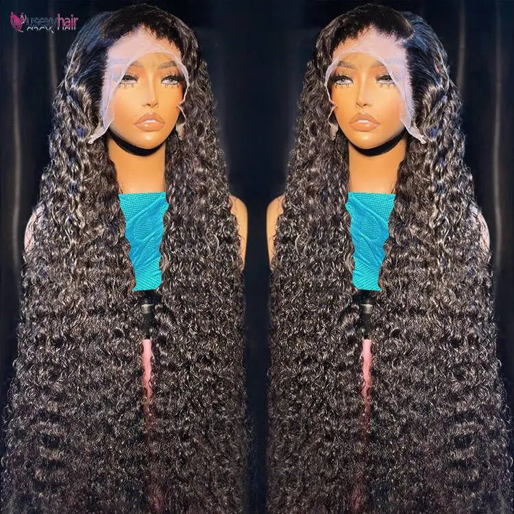 40 Inch 13x6 Deep Wave Indian Hair Wigs Human Hair Glueless Full HD Transparent Lace Front Wigs Curly Remy Hair HD Lace Wig
