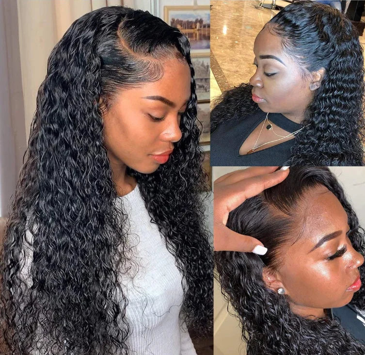 Raw 100% Virgin Human Hair Brazilian Remy Hair Wholesale Water Wave Lace Front Wigs Cuticle Aligned hd Lace Frontal Wigs