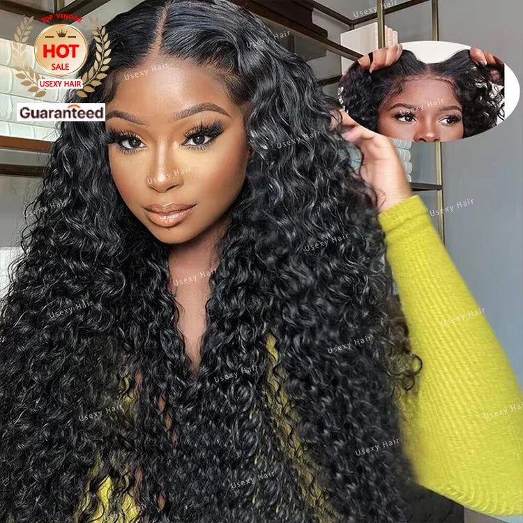 40 Inch 13x6 Deep Wave Indian Hair Wigs Human Hair Glueless Full HD Transparent Lace Front Wigs Curly Remy Hair HD Lace Wig