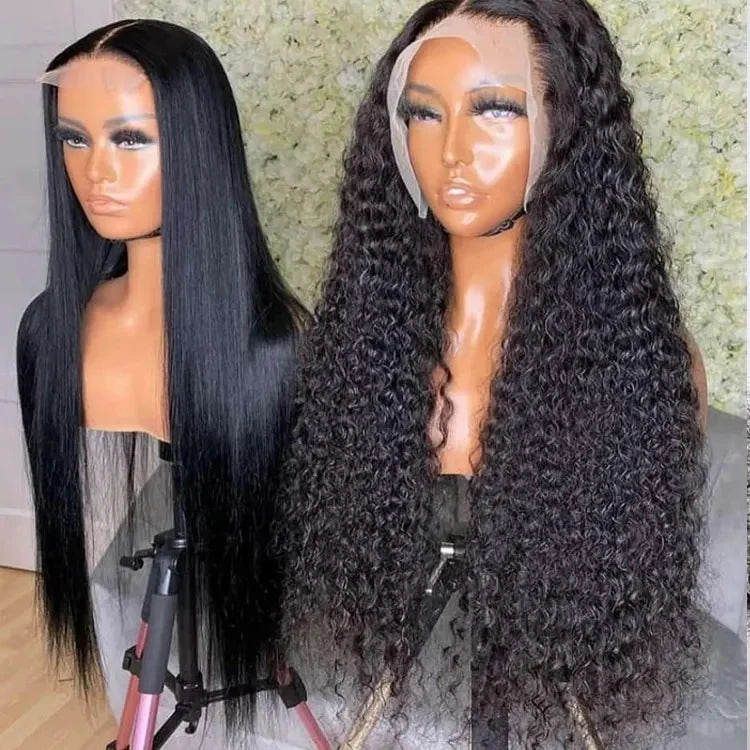 Brazilian 13x6 Raw HD Swiss Human Hair Transparent Lace Front Wigs Vendor, Deep Wave HD Lace Frontal Wig for Black Women