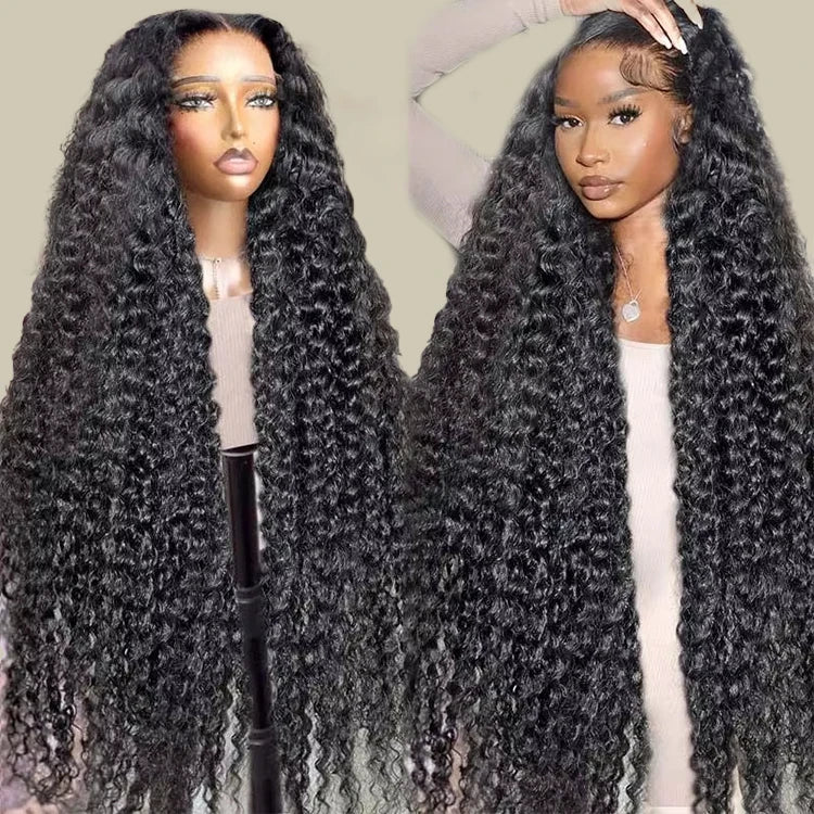 40 Inch 13x6 Deep Wave Indian Hair Wigs Human Hair Glueless Full HD Transparent Lace Front Wigs Curly Remy Hair HD Lace Wig