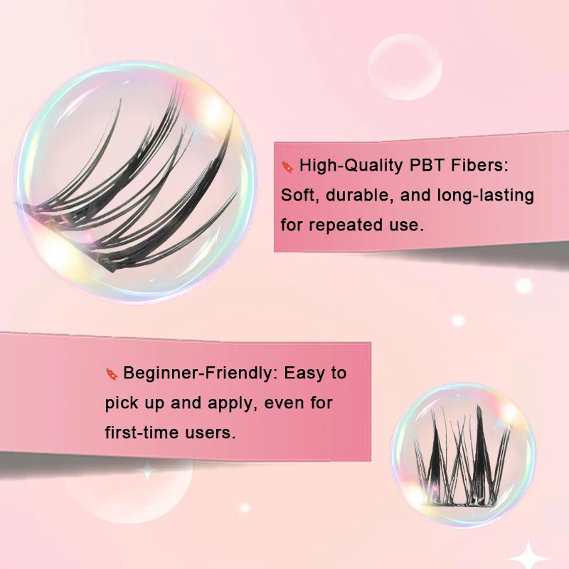 CNK 0.07mm PBT C Curl Reusable Glueless Eyelash Clusters Self-Adhesive Waterproof DIY Lash Extensions