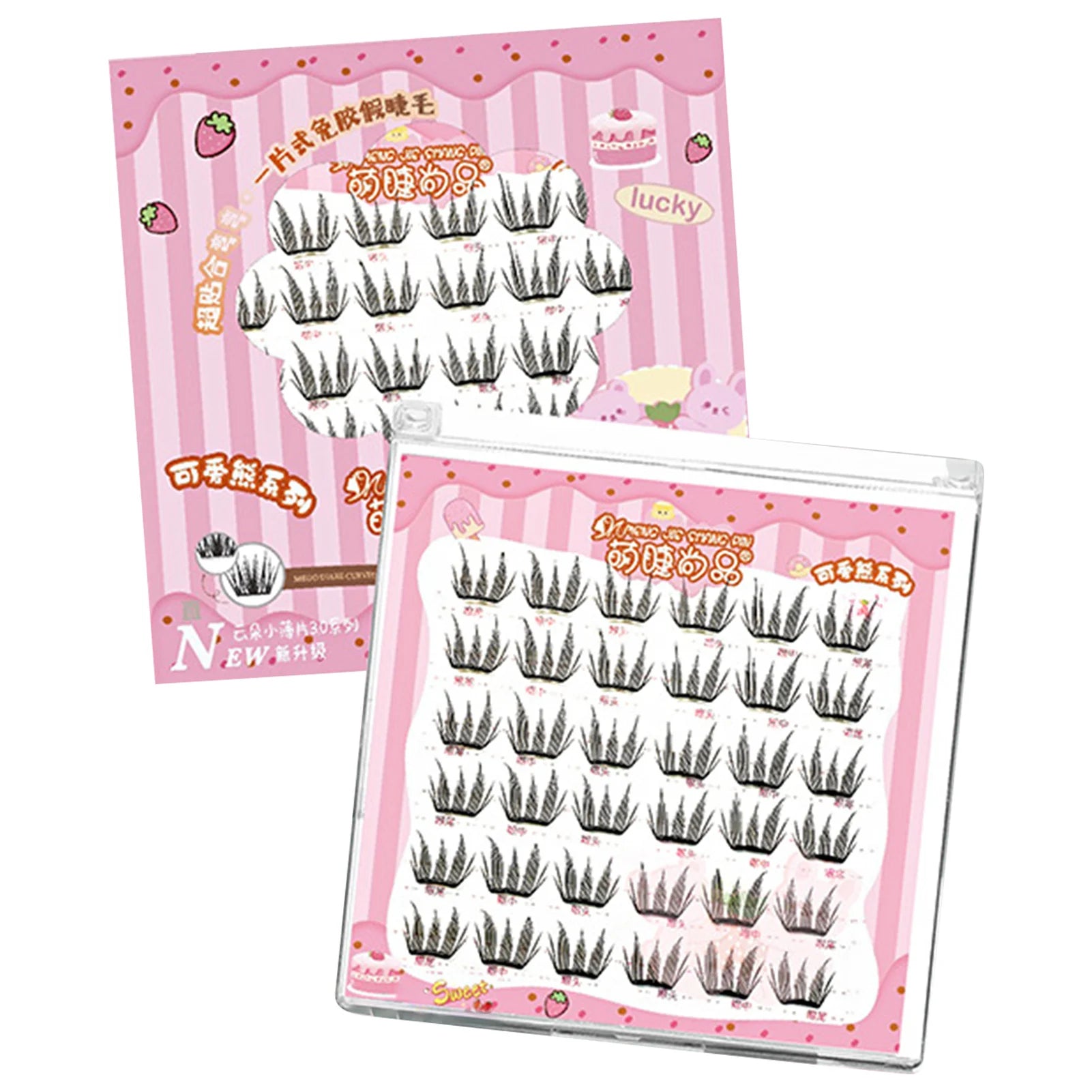 6rows Girl Group Eyelashes Glue Free 11-12mm False Eyelashes Manga Korean Eyelashes For Parties And Travel Makeup Enlarge Eyes