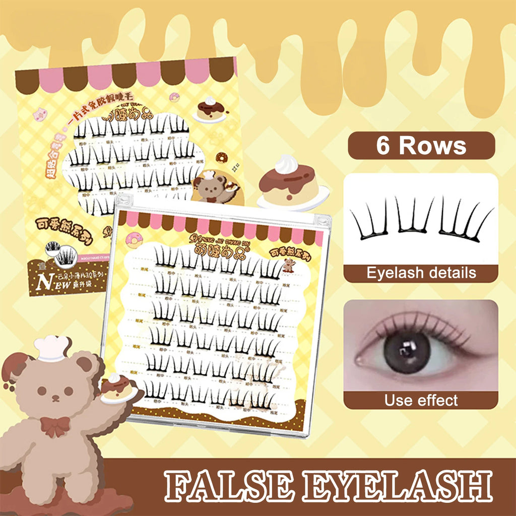 6rows Girl Group Eyelashes Glue Free 11-12mm False Eyelashes Manga Korean Eyelashes For Parties And Travel Makeup Enlarge Eyes