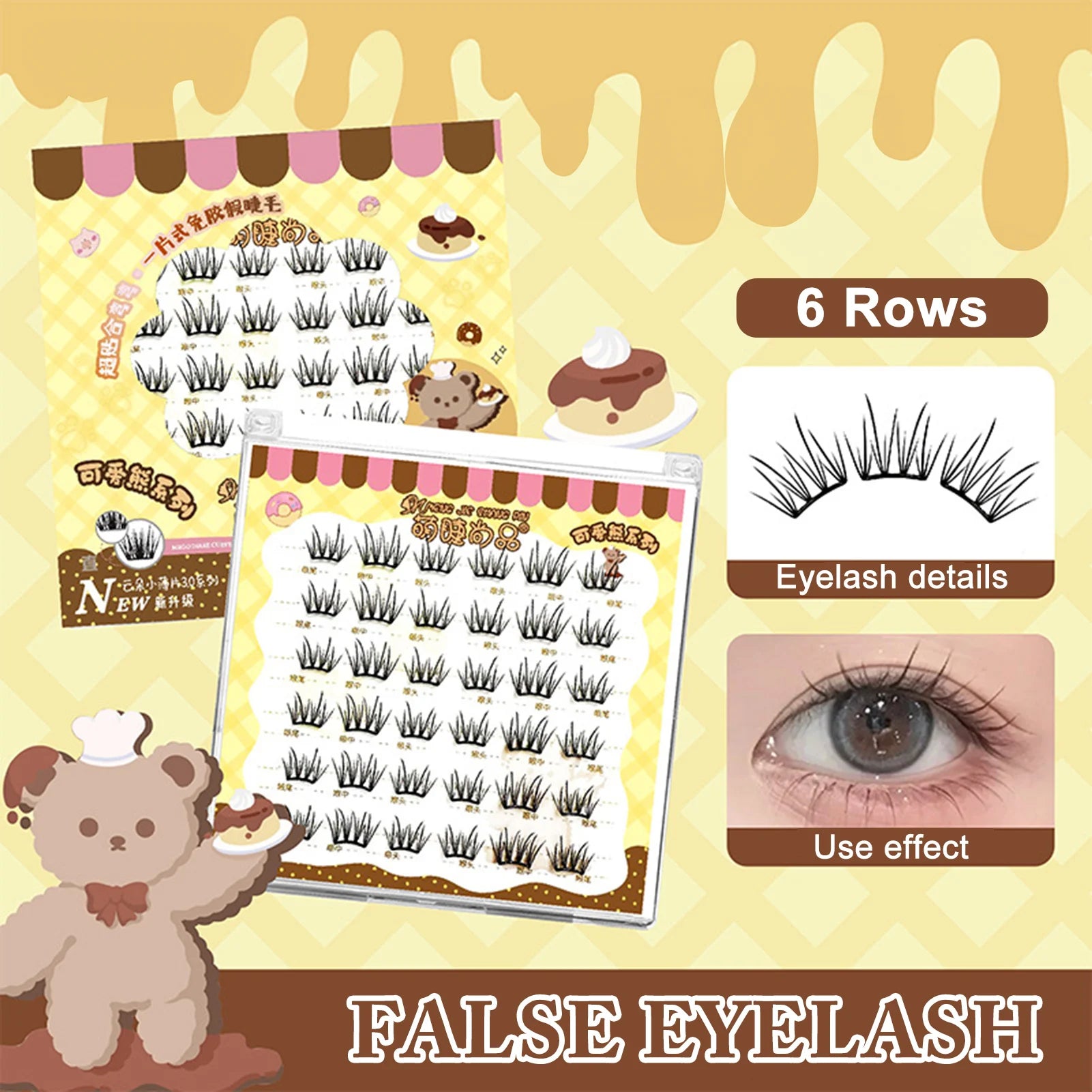 6rows Girl Group Eyelashes Glue Free 11-12mm False Eyelashes Manga Korean Eyelashes For Parties And Travel Makeup Enlarge Eyes