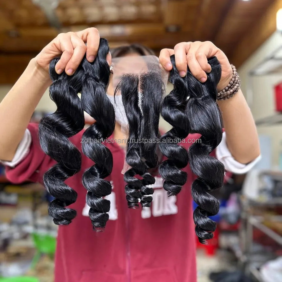 Hot Trending Loose Wave Vietnamese Raw Hair Bundles Wavy Weft Human Hair Extensions With Lace Front For Human Hair Wigs