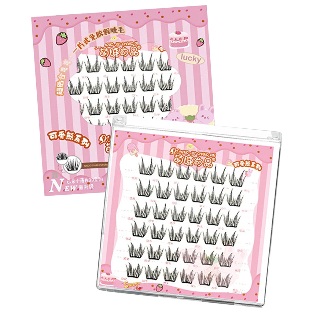 6rows Girl Group Eyelashes Glue Free 11-12mm False Eyelashes Manga Korean Eyelashes For Parties And Travel Makeup Enlarge Eyes