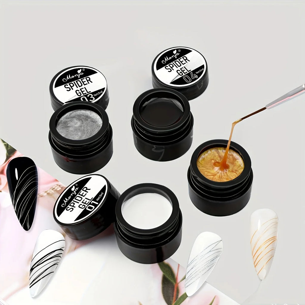 Nail Art Elastic Gel Polish for Carving and Painting Designs, 4 Colors