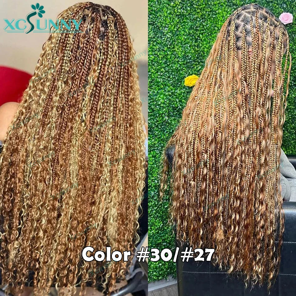 Bulk Human Hair For Braiding Highlight Curly Hair Bundles No Weft Wholesale Loose Deep Wave Double Drawn Boho Knotless Braids
