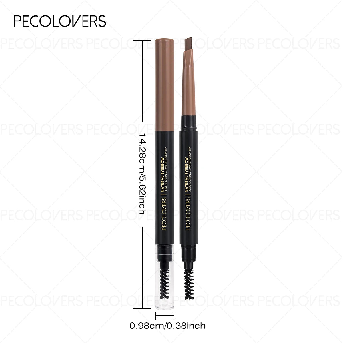 1Pc Pecolover Dual-Ended Eyebrow Pencils - Waterproof,Long-Lasting,Black, Gray, Dark Brown, Beginner-Friendly Eyebrow Pencils