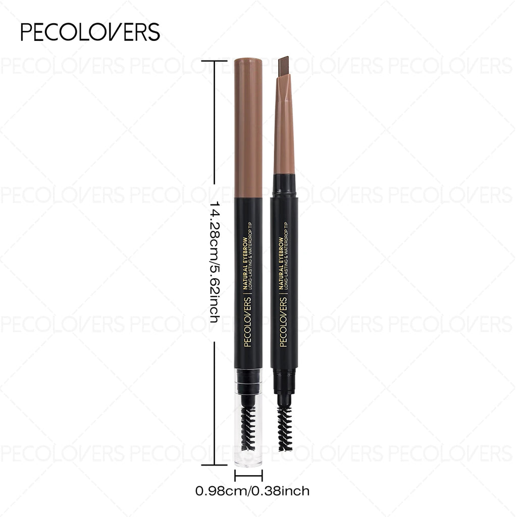 1Pc Pecolover Dual-Ended Eyebrow Pencils - Waterproof,Long-Lasting,Black, Gray, Dark Brown, Beginner-Friendly Eyebrow Pencils