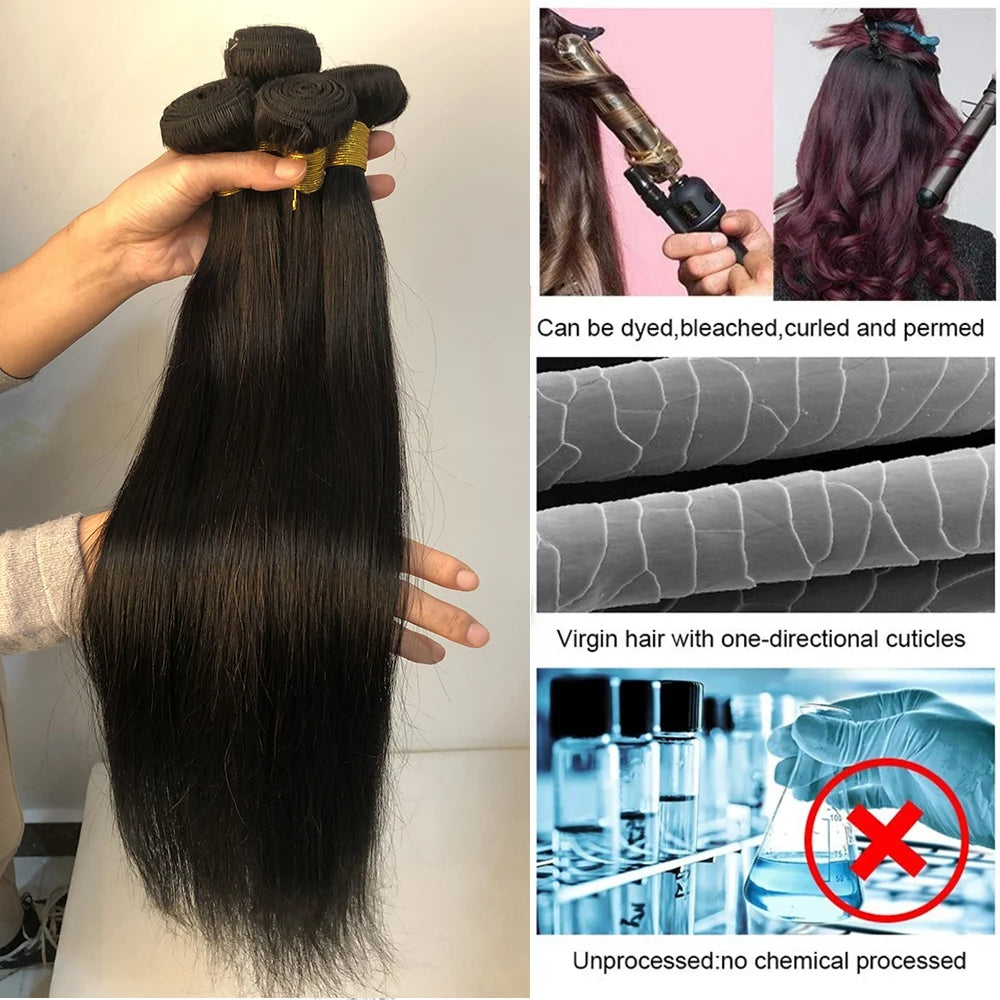 10"-26 28 30 Inch Human Hair Bundles Brazilian Hair Weave Bundles Straight Human Hair Bundles 30 Inch Bundles Hair Extensions