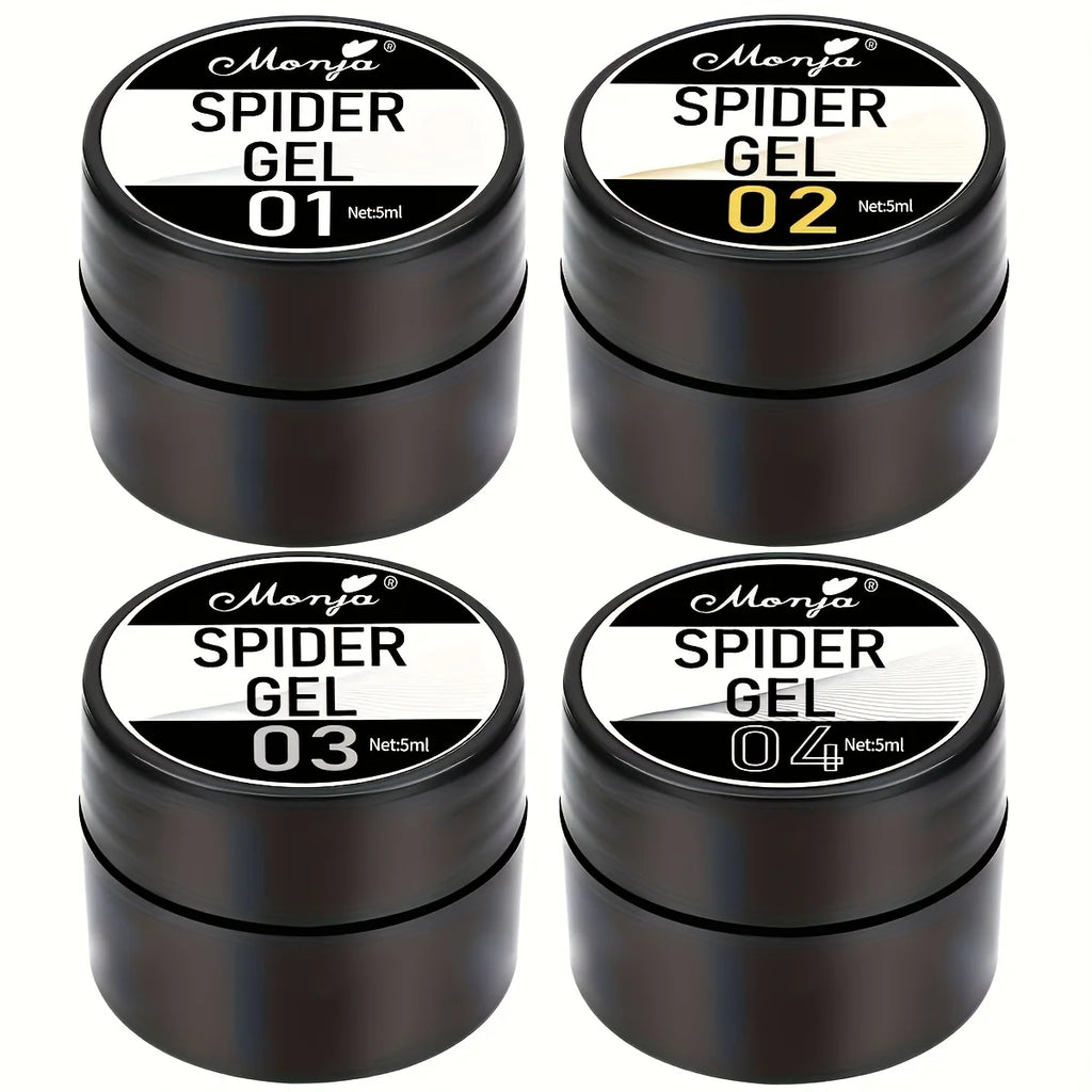 Nail Art Elastic Gel Polish for Carving and Painting Designs, 4 Colors
