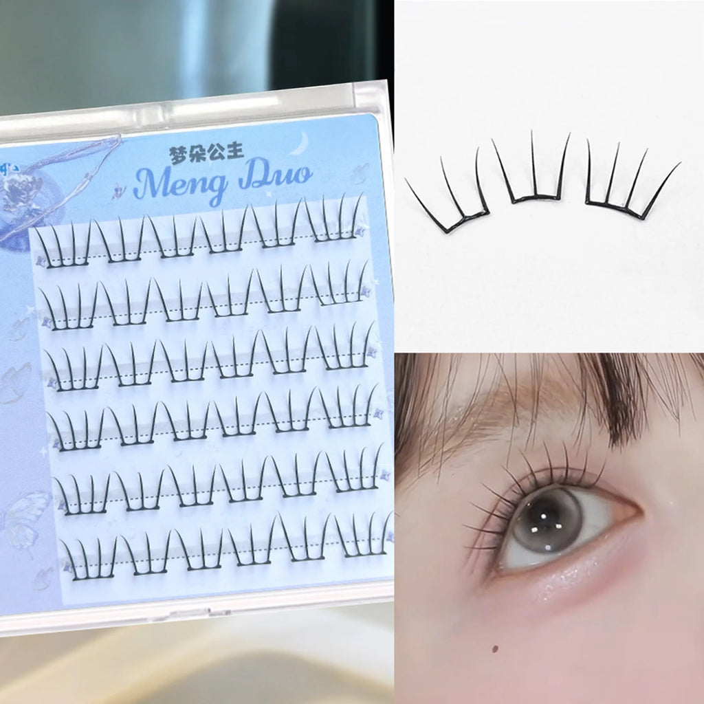 6rows Girl Group Eyelashes Glue Free 11-12mm False Eyelashes Manga Korean Eyelashes For Parties And Travel Makeup Enlarge Eyes